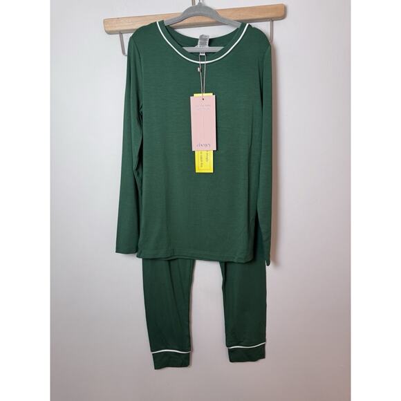 Eberjey Kids TENCEL Modal Unisex Long PJ Set Forest Green Size 8 NWT NEW $72 - Picture 3 of 10
